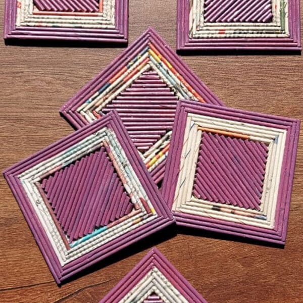 PWTA011-Paper-Upcycled-Natural-Lavender-Square-Coasters-2 Lavender Square Coasters