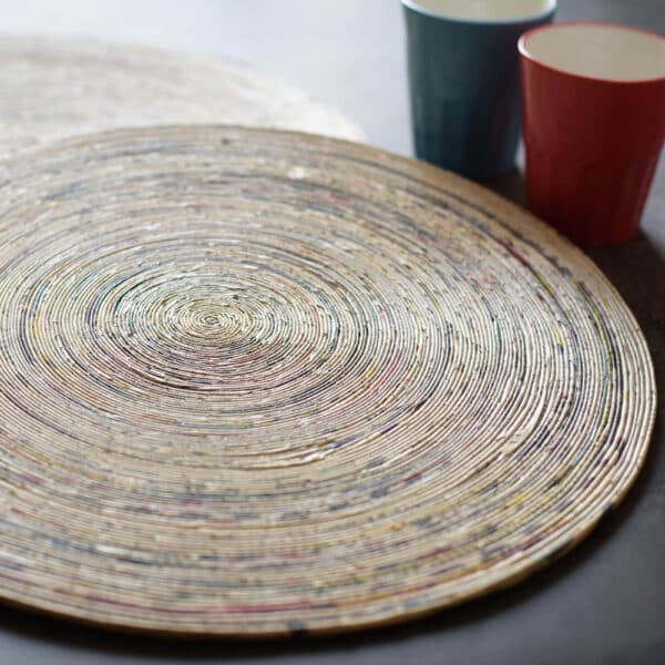 PWTA016-Paper-Upcycled-Round-Dinner-Mats-2 Handcrafted Paper Natural Round Dinner Mats