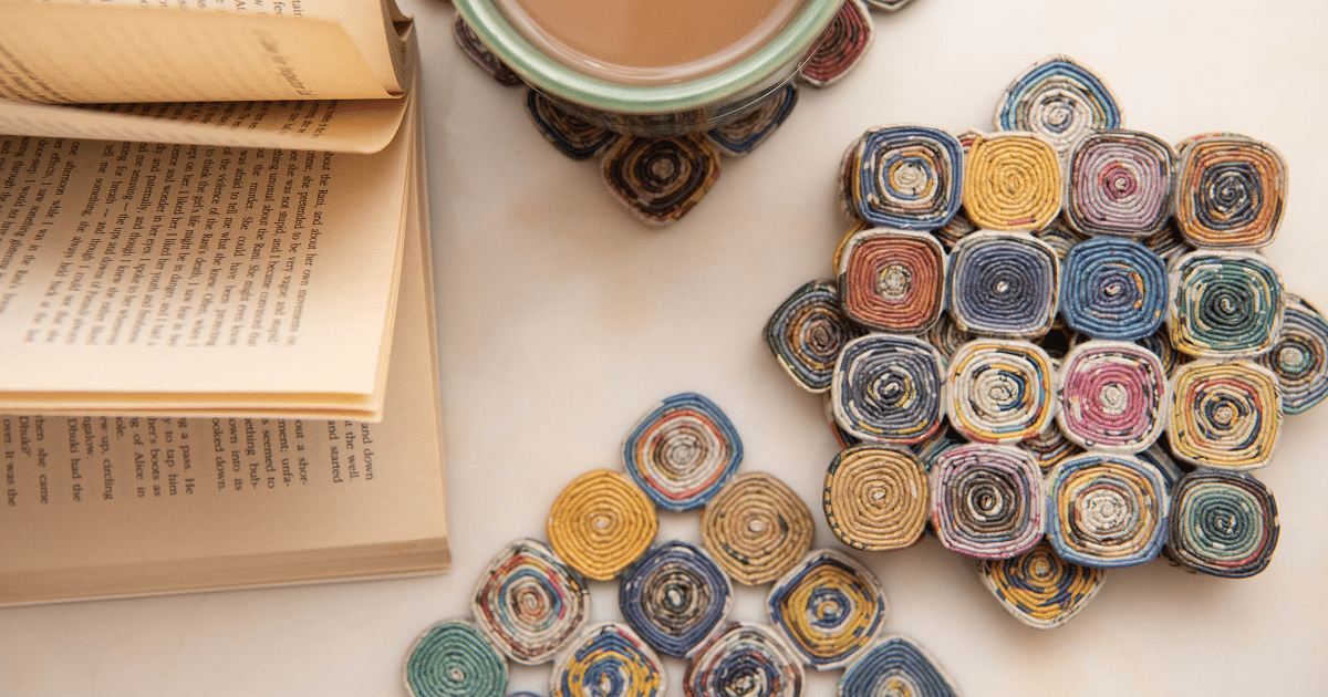 Handmade coaster, unique upcycled products