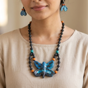 Paper Wings Blue Butterfly Neckpiece set